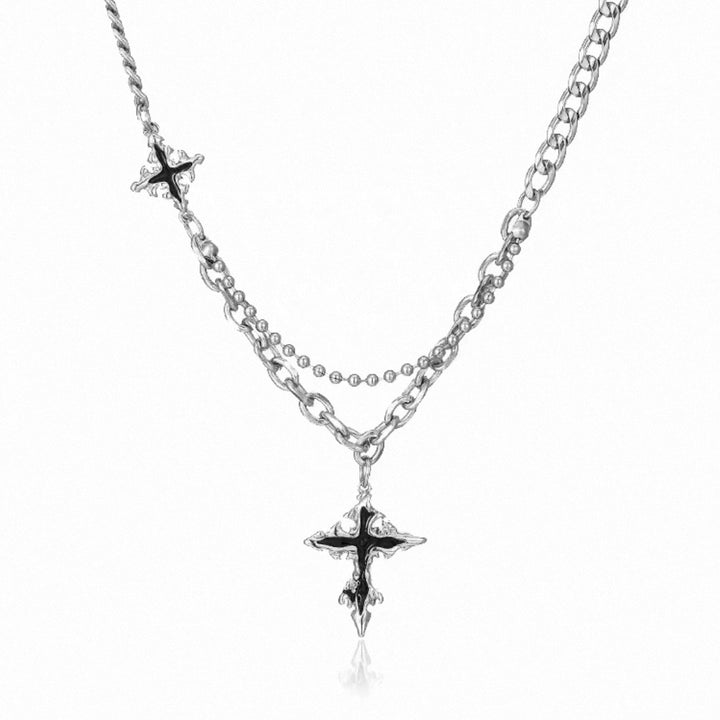 Double Chain Cross Necklace / A1147