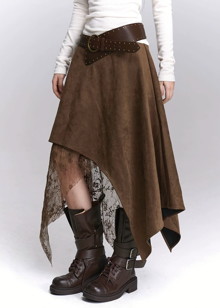 BOHEMIAN LACE ASYMMETRY SKIRT/LG1417