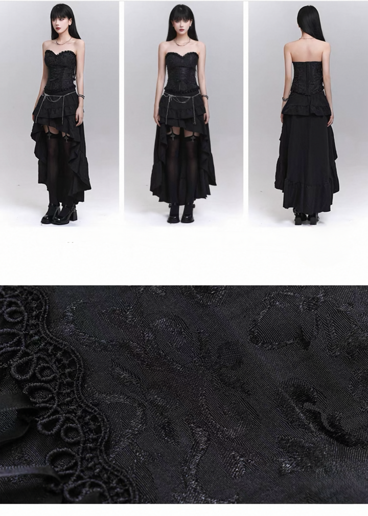 Gothic ribbon tube top / LG1298