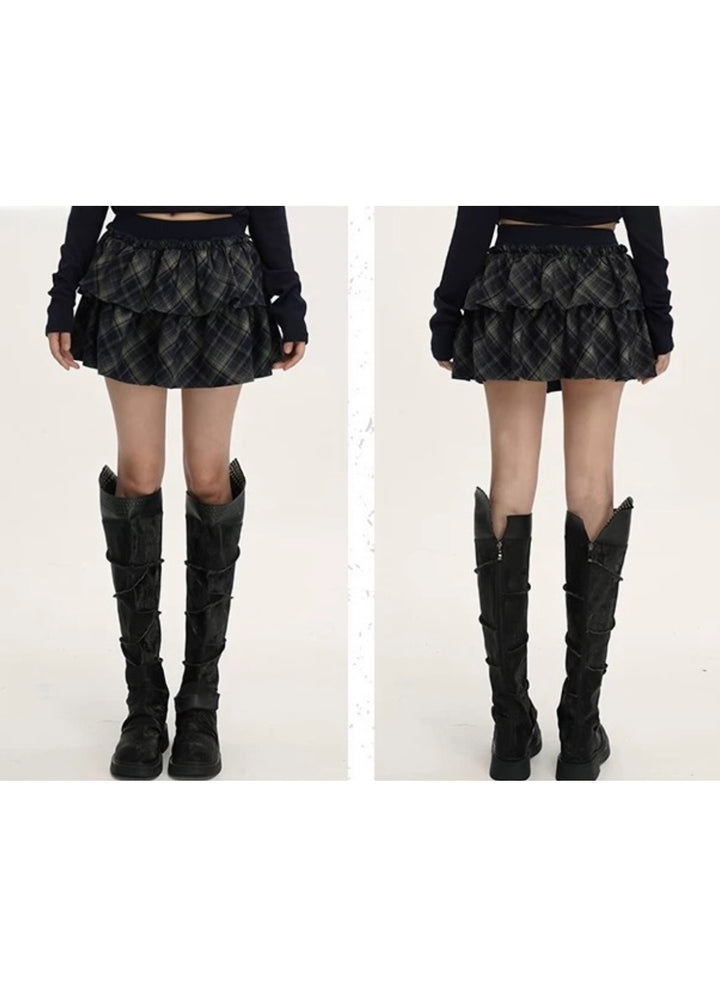 Check Frill Mini Skirt / LG1390