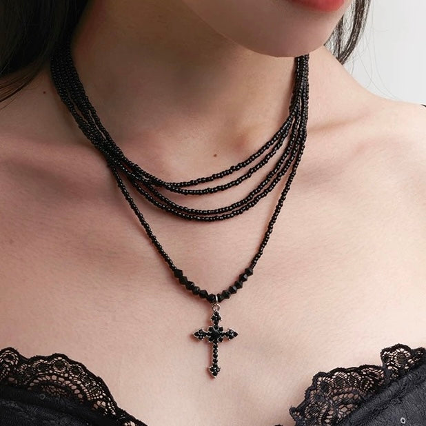 MULTI LAYER CROSS NECKLACE / A1149