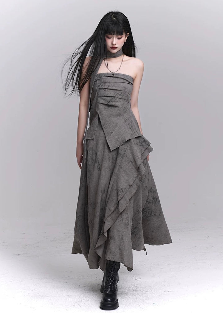 Layered crop top and pleated skirt set / lg1319