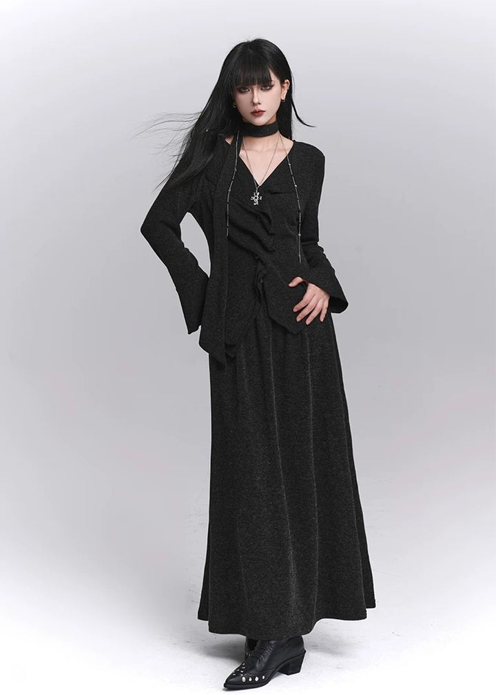 Asymmetrical ruffle top and long skirt set / LG1400