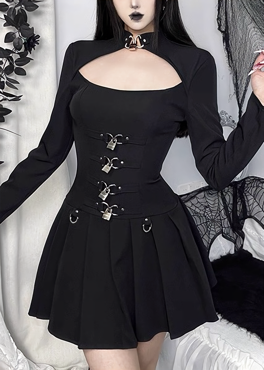 GOTHIC PADLOCK CUTOUT MINI DRESS / LG1733