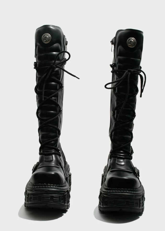 punk style high boots / v1103