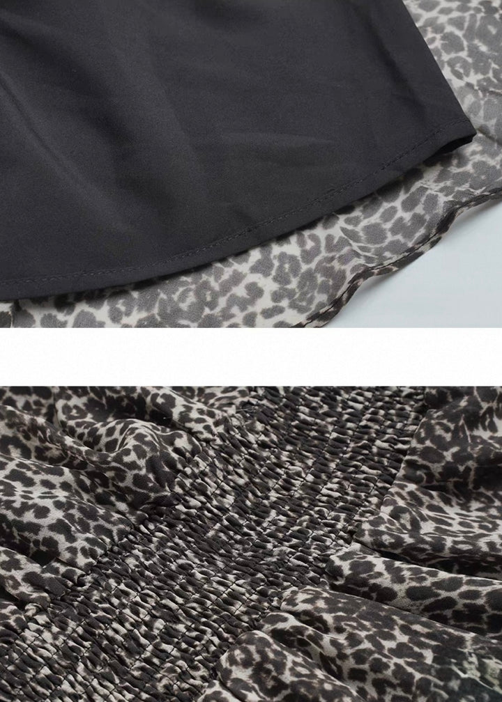 LEOPARD BOW TIERED MINI DRESS / LG1719