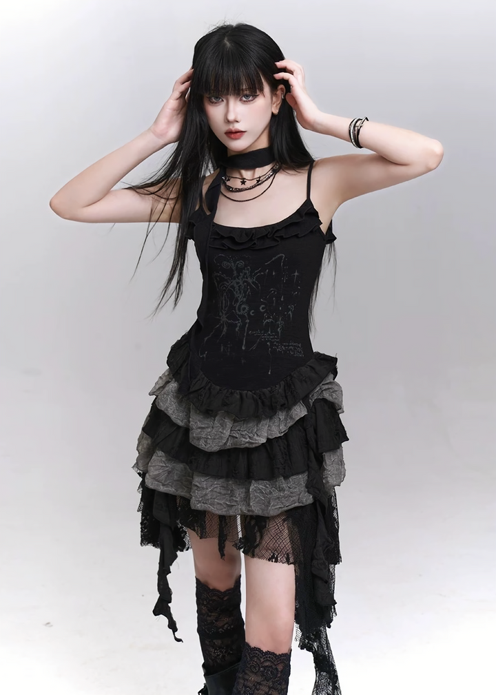Layered frill gothic camisole dress / LG1291 