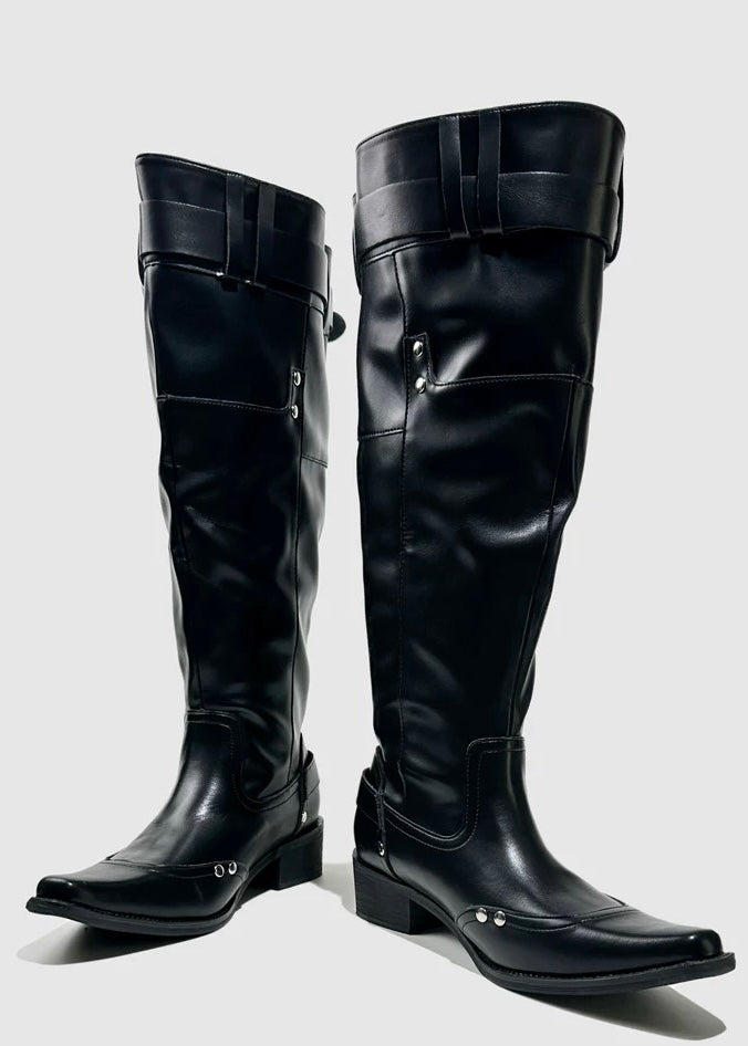 BUCKLE LONG RIDING BOOTS / V1158