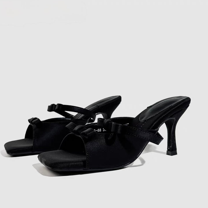 DARK RIBBON STRAP MULES / V1176