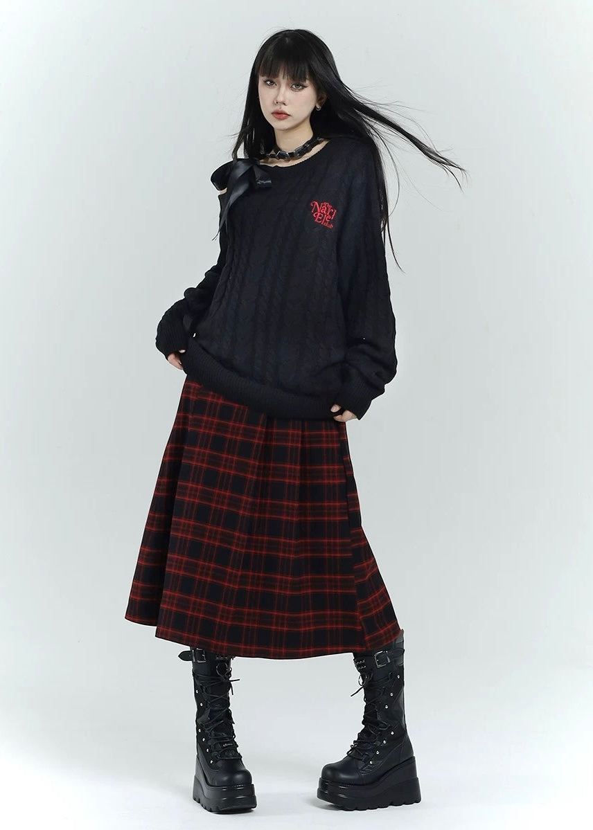 black red check skirt / LG1200