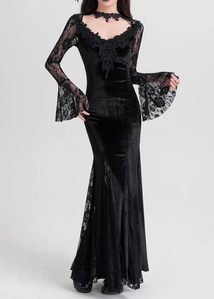 black velvet long dress / LG1177
