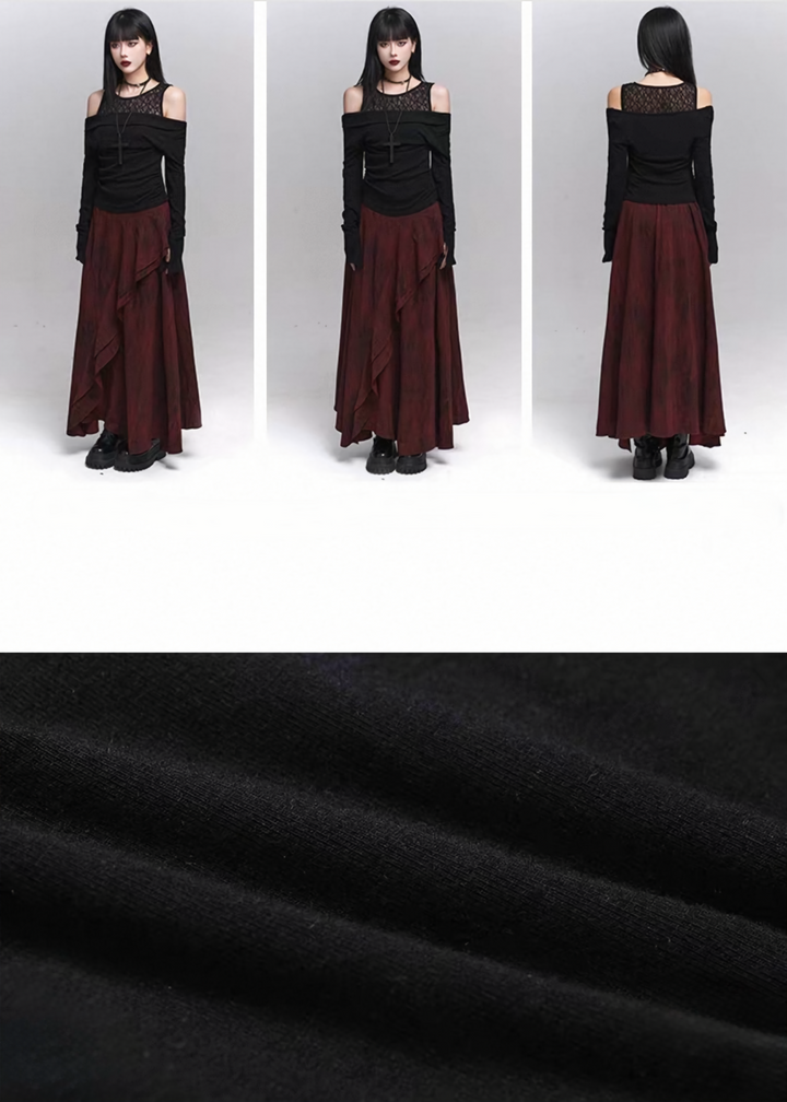 Lace veil off-the-shoulder gothic top / lg1341