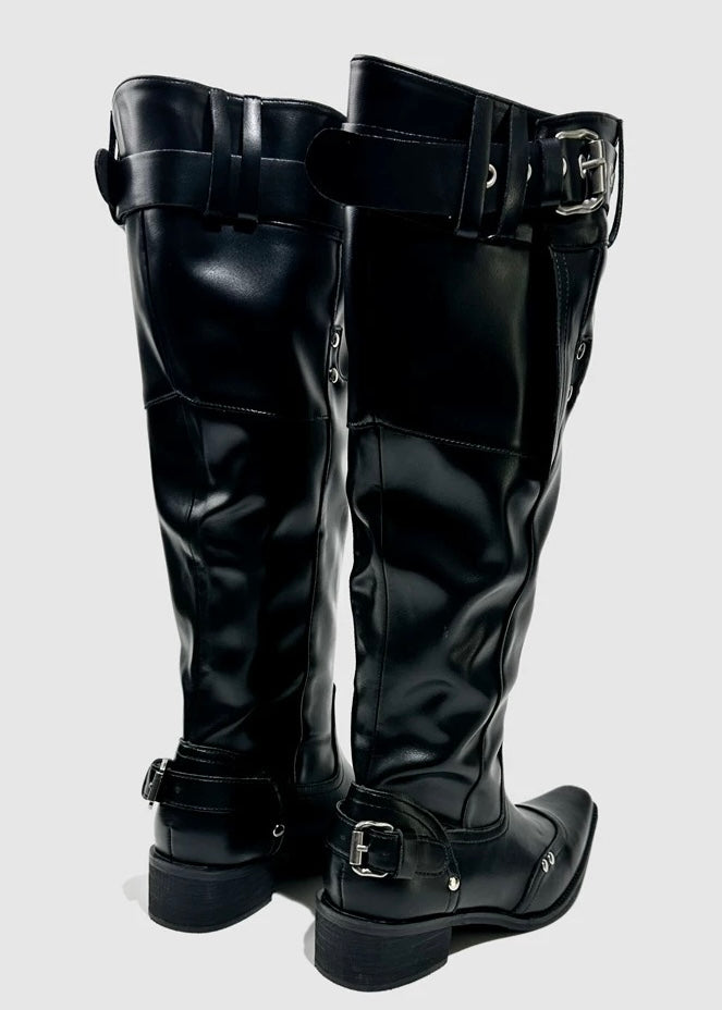 BUCKLE LONG RIDING BOOTS / V1158