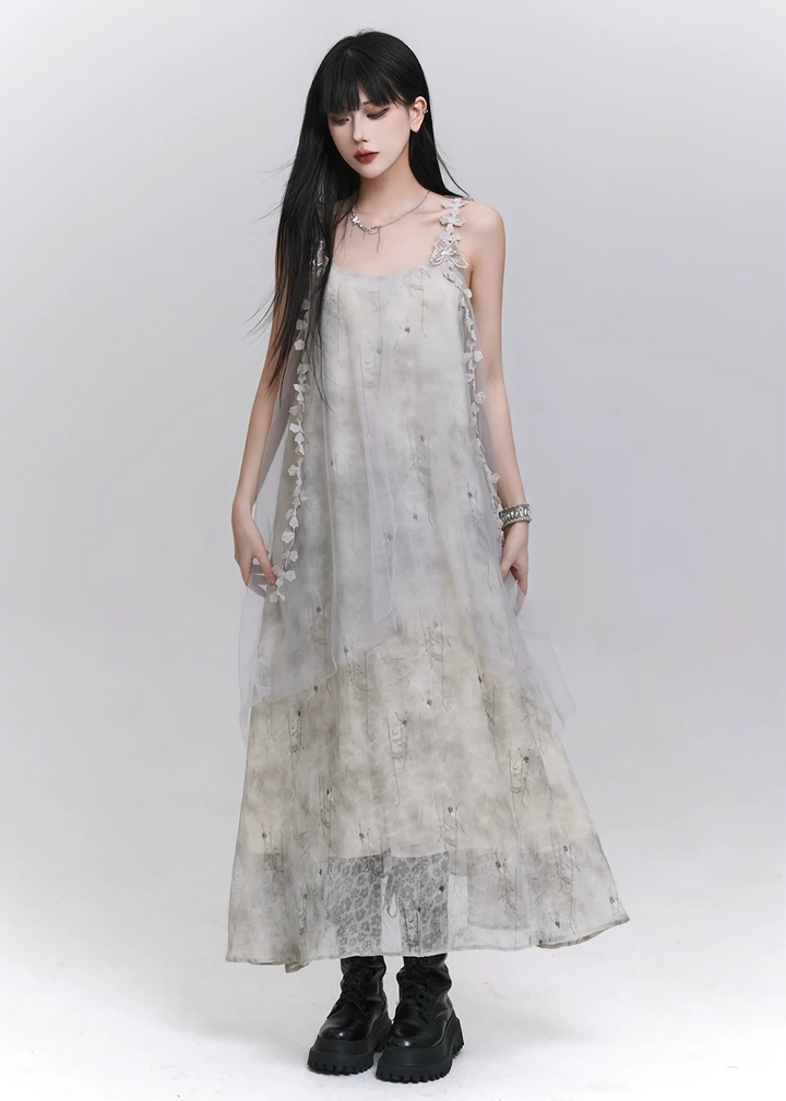 VEIL FLOWER LAYERED DRESS / LG1552