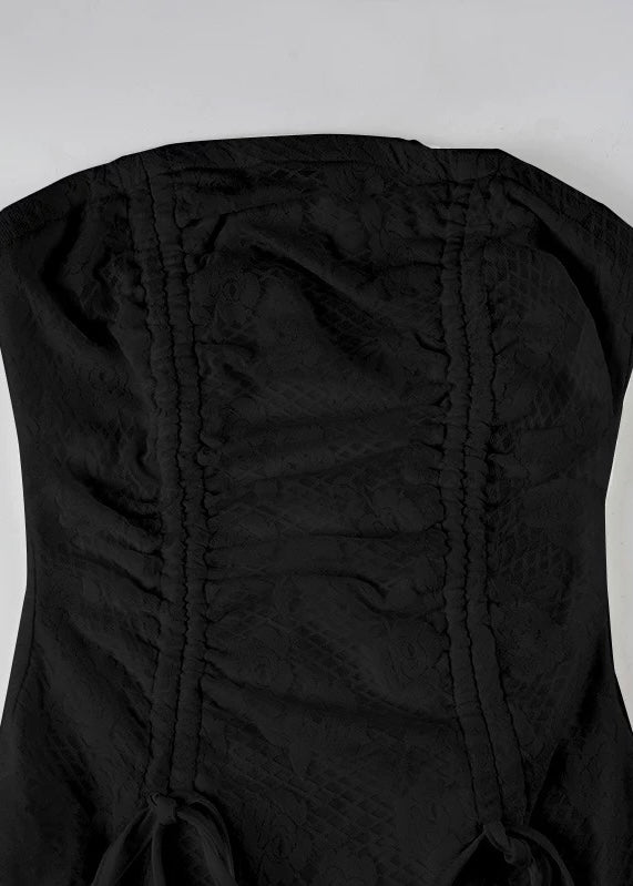 LACE DRAPE DARK MINI DRESS / LG1585