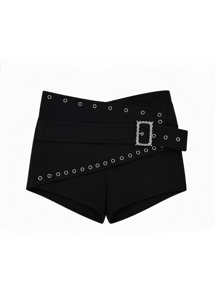 STUDDED V-NECK TOP &amp; BUCKLE SKORT / LG1714
