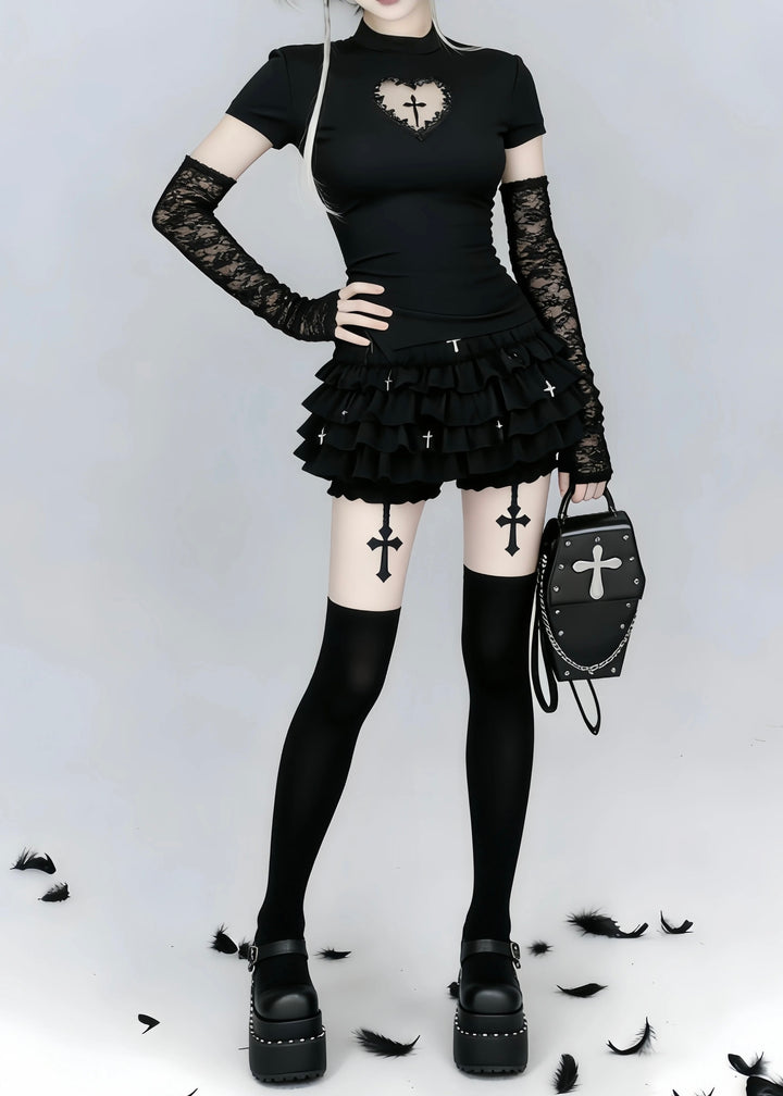 HEART CUT CROSS TOP / LG1555