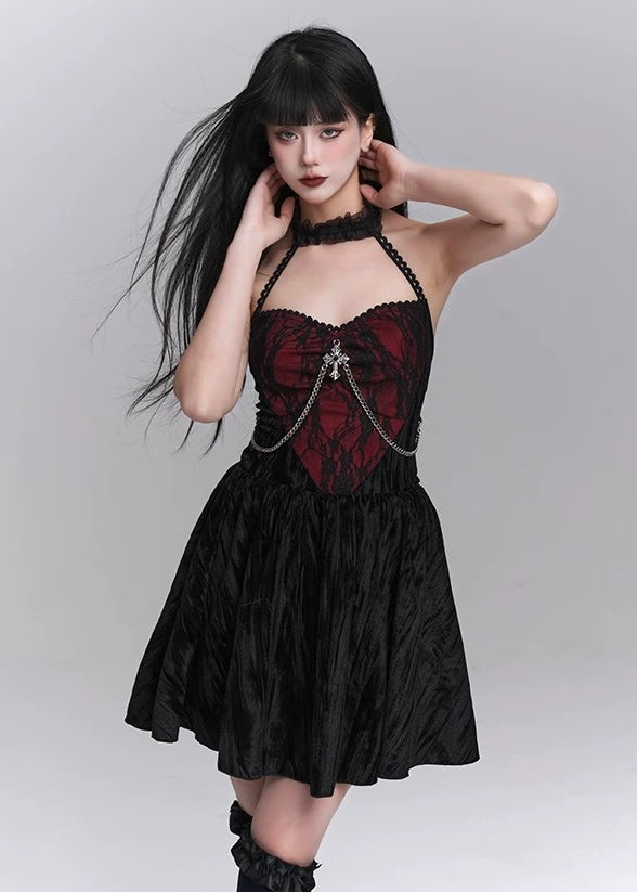 gothic frill velvet dress / LG1217 