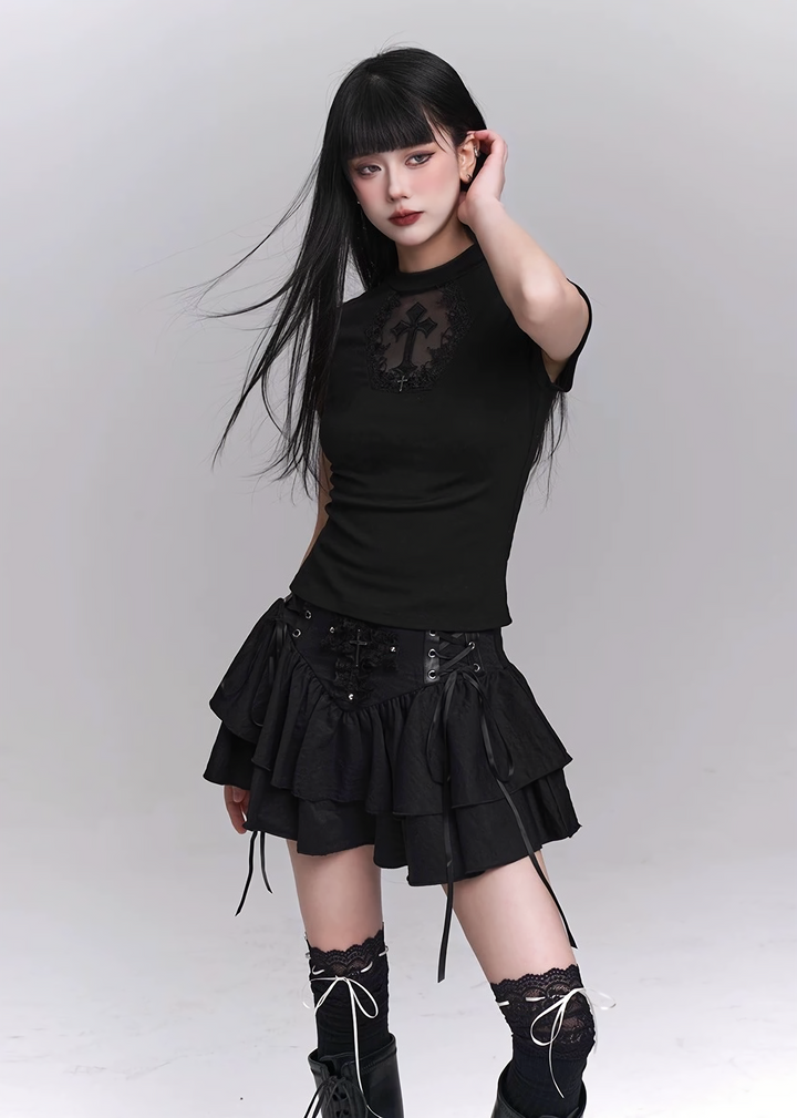 CROSS TURTLENECK SLIM FIT TOPS / LG1265_E4R