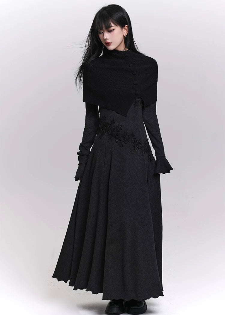 LACE ACCENT OFF-SHOULDER MAXI DRESS / LG1460