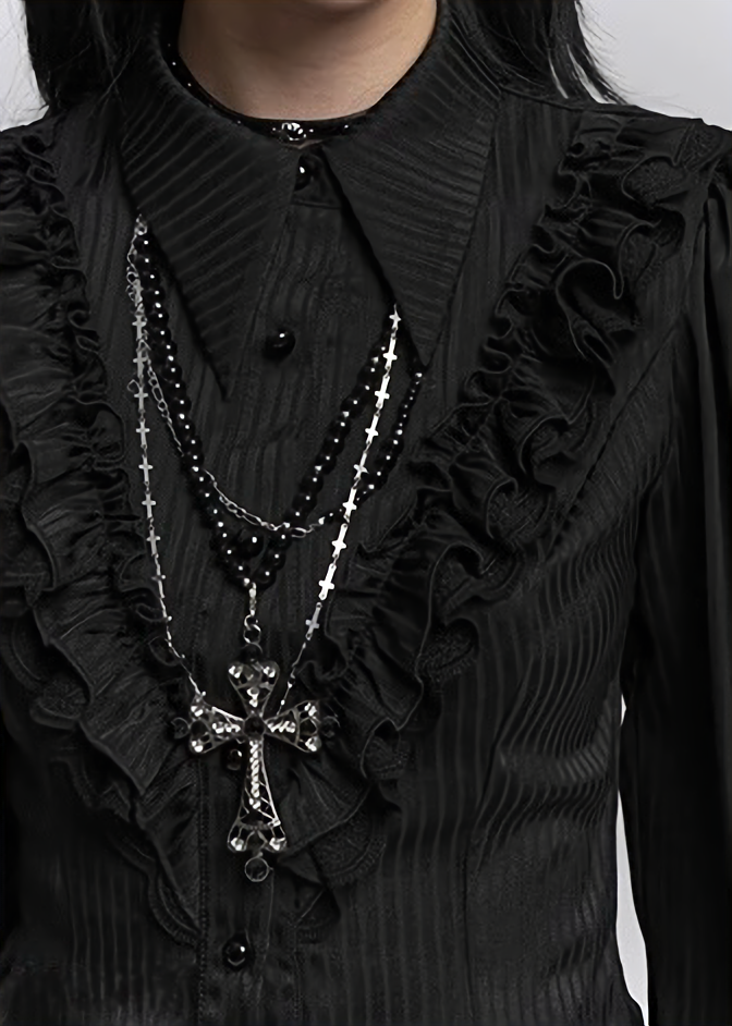 Gothic Ruffle Pintuck Shirt / lg1353