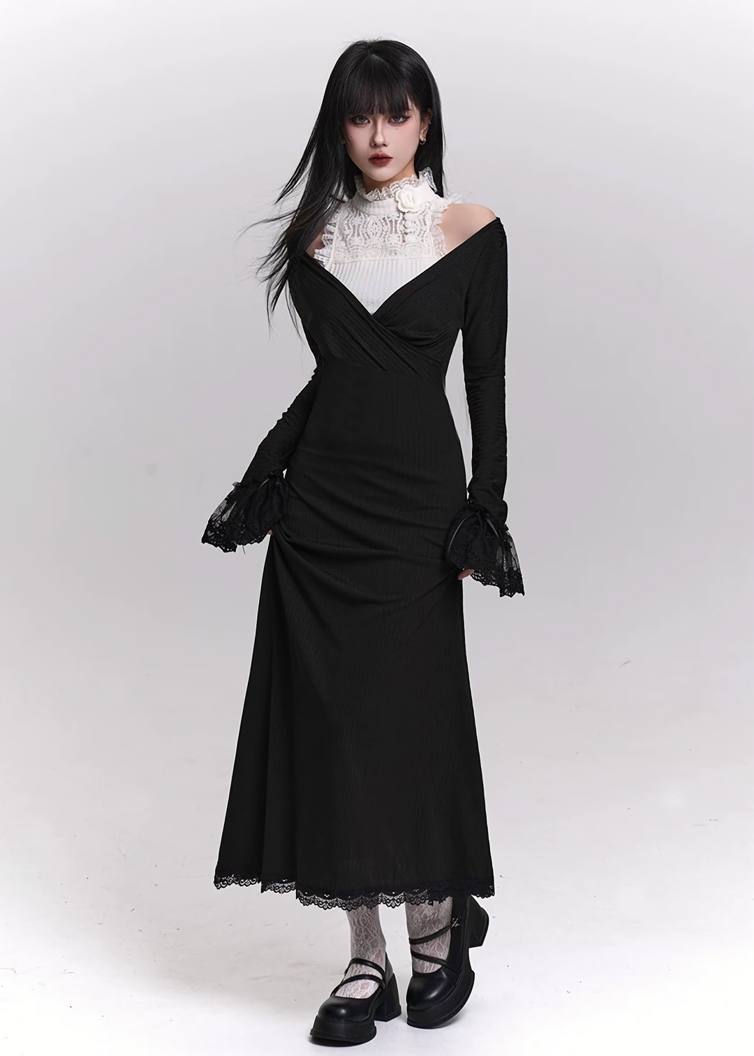 LACE DOCKING LONG DRESS / LG1451
