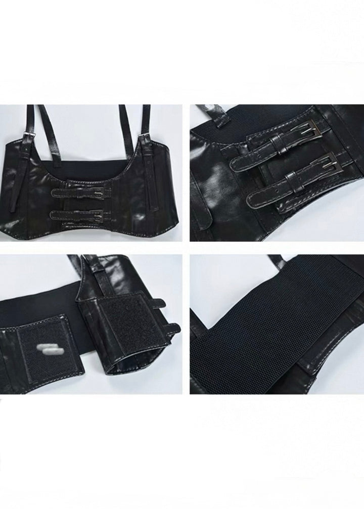 Faux Leather Corset Bustier / A1118