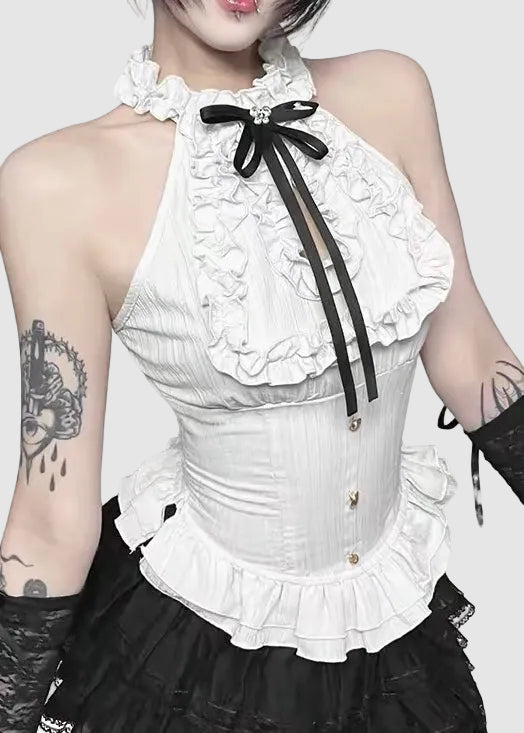 FRILL HALTER GOTHIC TOP / LG1586