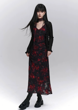 GOTHIC FLOWER CAMI DRESS SET