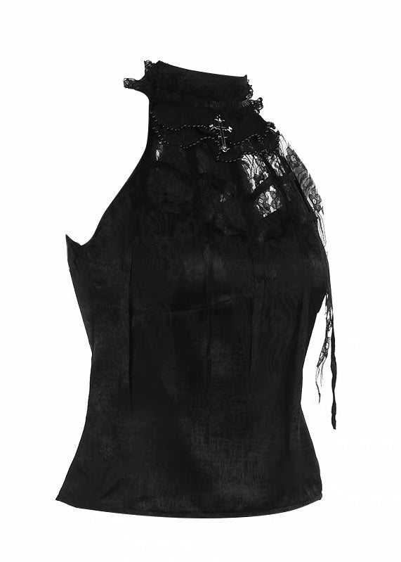 GOTHIC CROSS LACE HALTER TOP / LG1580