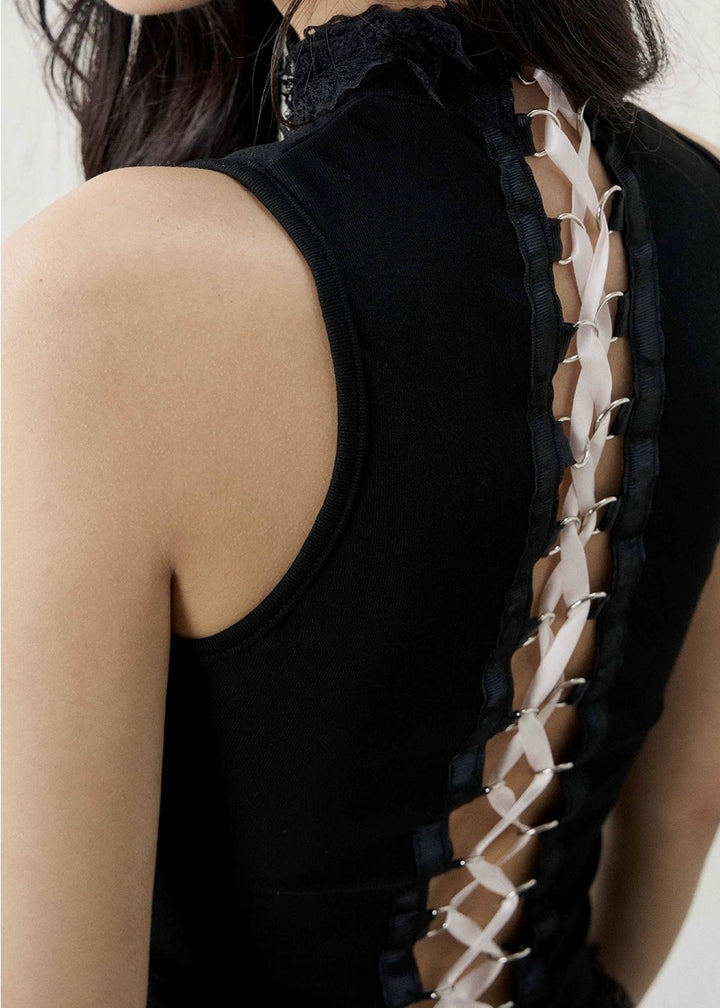 HEART CROSS LACE-UP TOP / LG1597