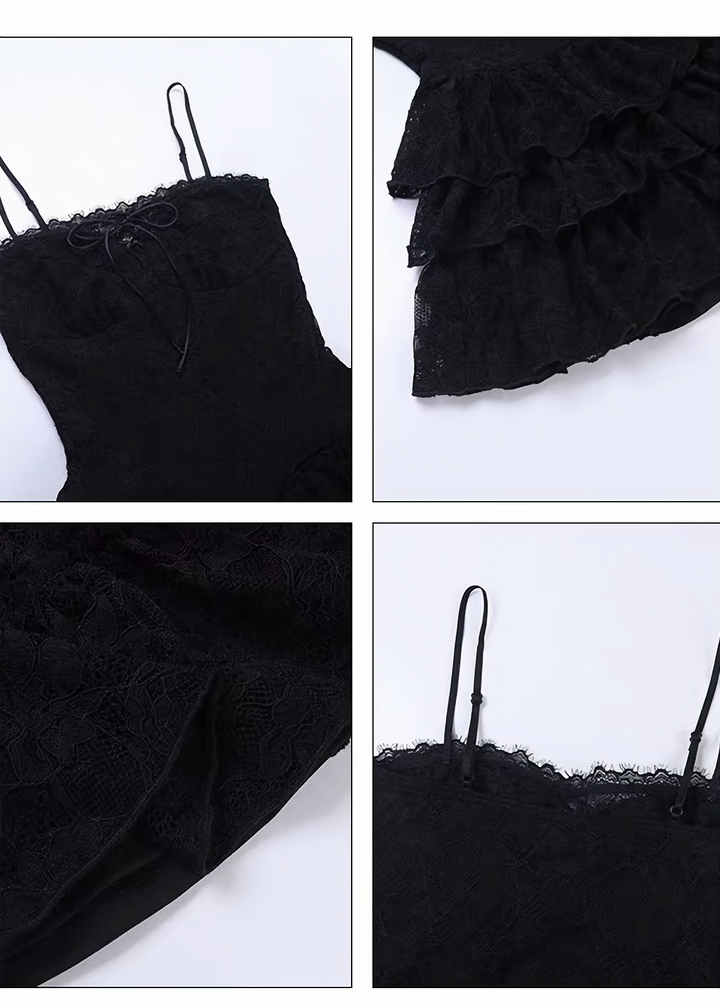 GOTHIC LACE TIERED MINI ONEPIECE / LG1692