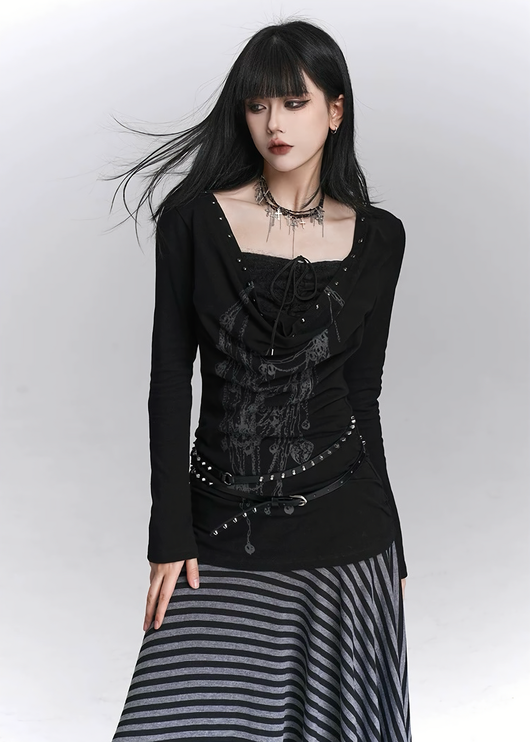Chain Corset Long Sleeve Top / LG1443