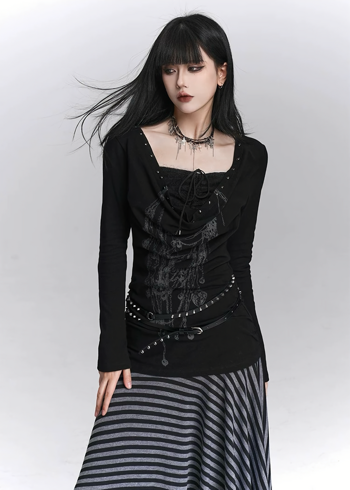 Chain Corset Long Sleeve Top / LG1443