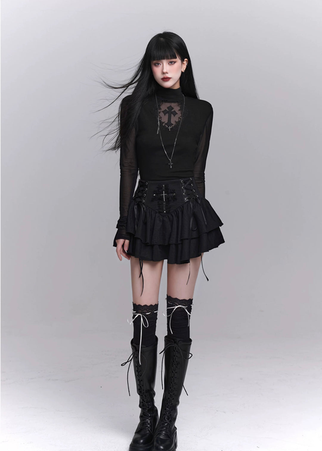 gothic cross lace slim fit / LG1232