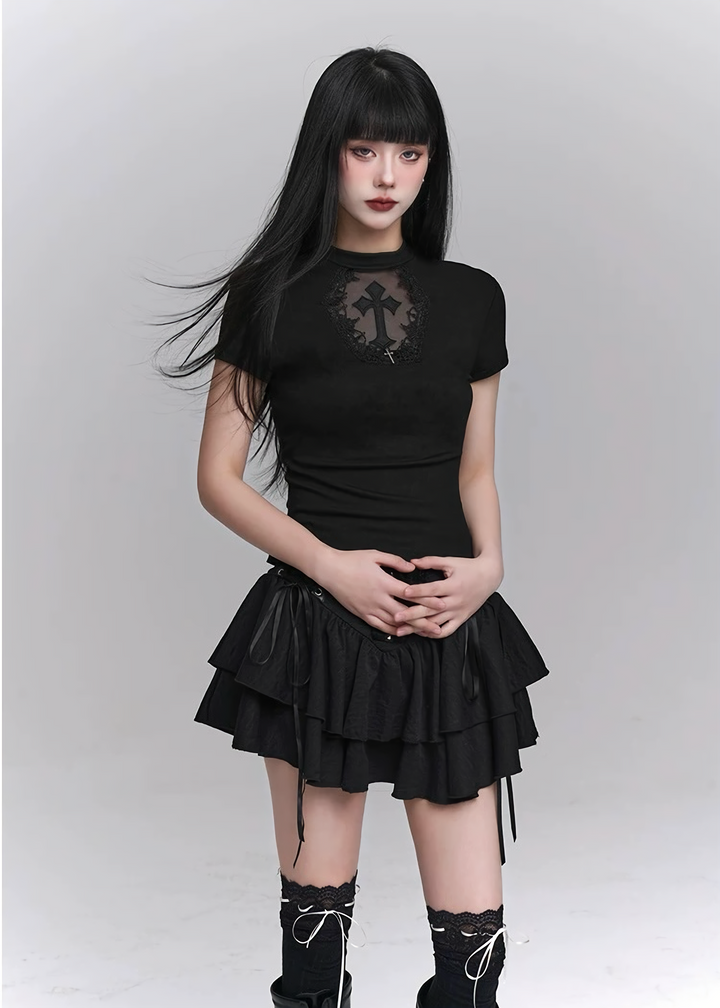 CROSS TURTLENECK SLIM FIT TOPS / LG1265_E4R
