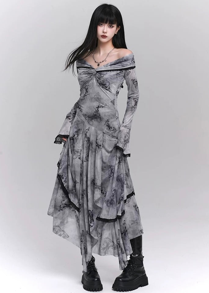 butterfly gothic maxi dress / LG1213