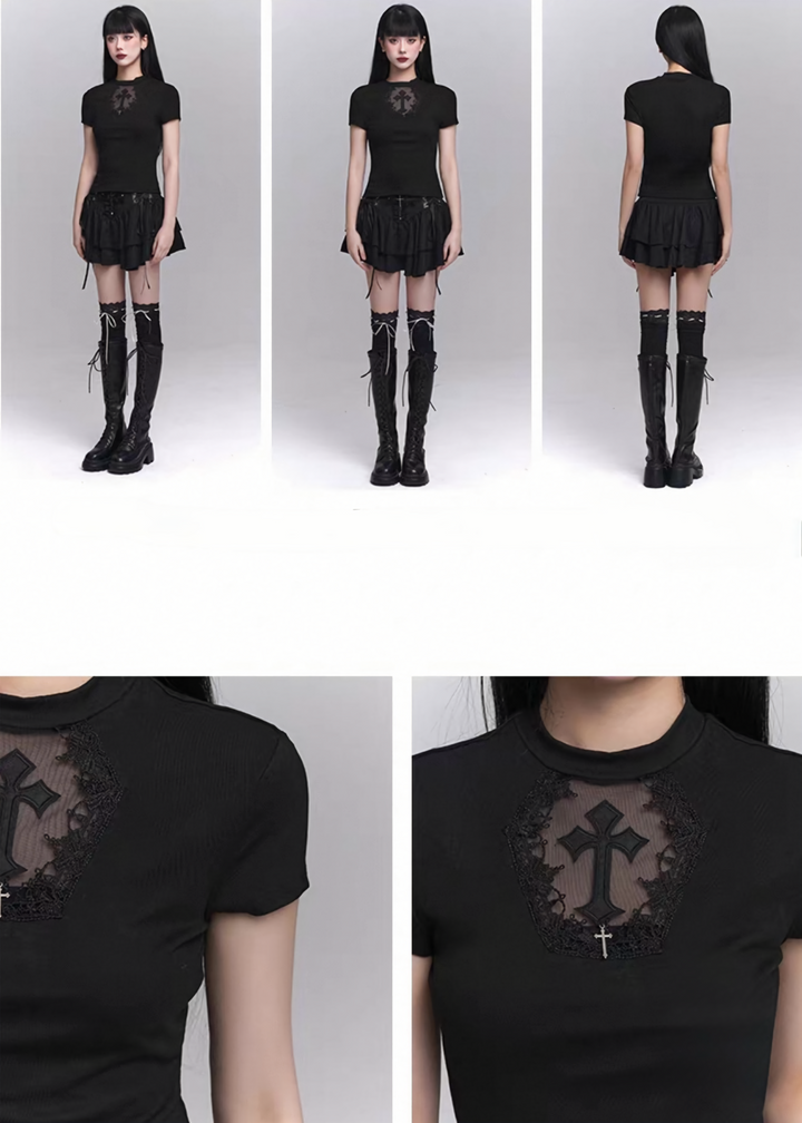 CROSS TURTLENECK SLIM FIT TOPS / LG1265_E4R