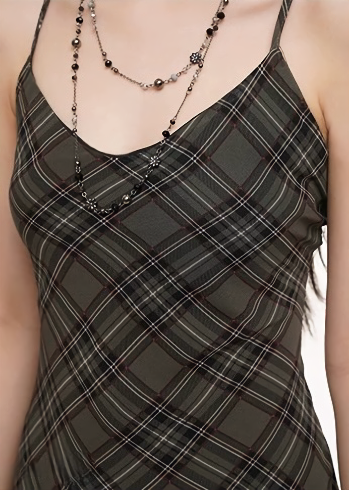 Sheer Check Camisole Dress/lg1252 