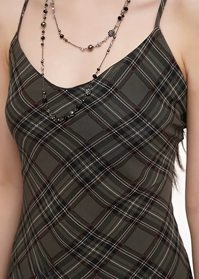 Sheer Check Camisole Dress / lg1252