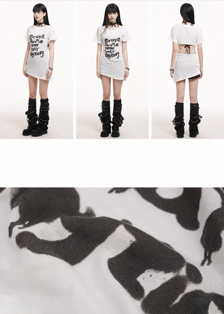 Back-open T-shirt 미니 dress/lg1257 