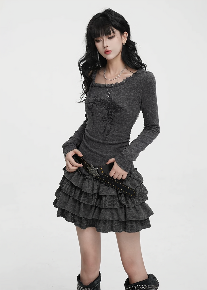 FRILL TIER MINI SKIRT / LG1426