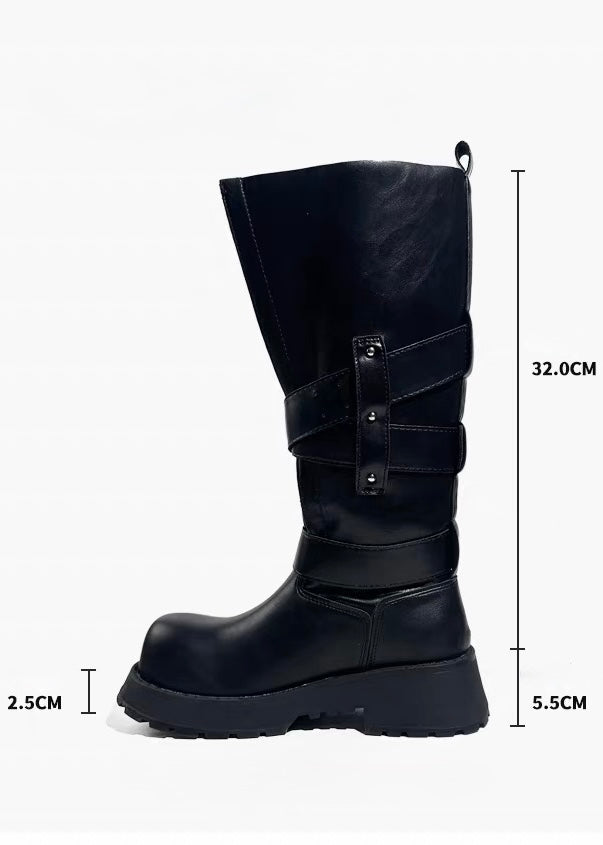 DARK Double Buckle Platform Boots / V1183