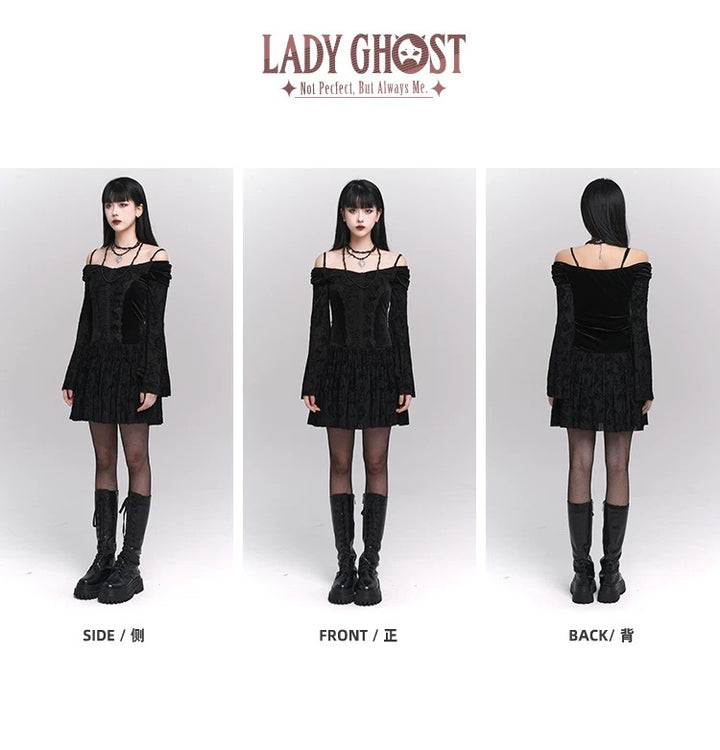 【당일 배송】black one shoulder strap dress / LG1173 