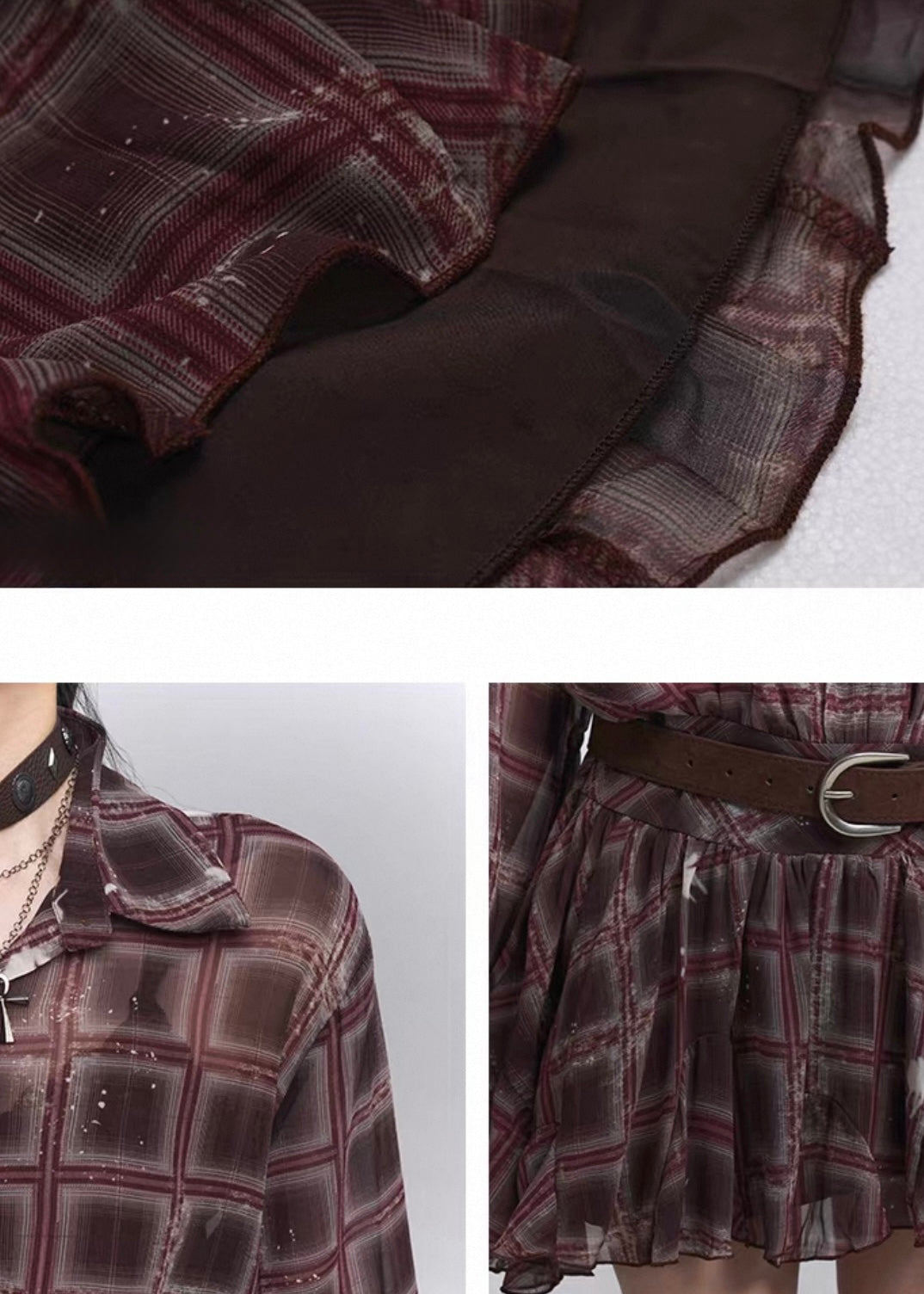 Vintage Check Frill Onepiece / lg1360