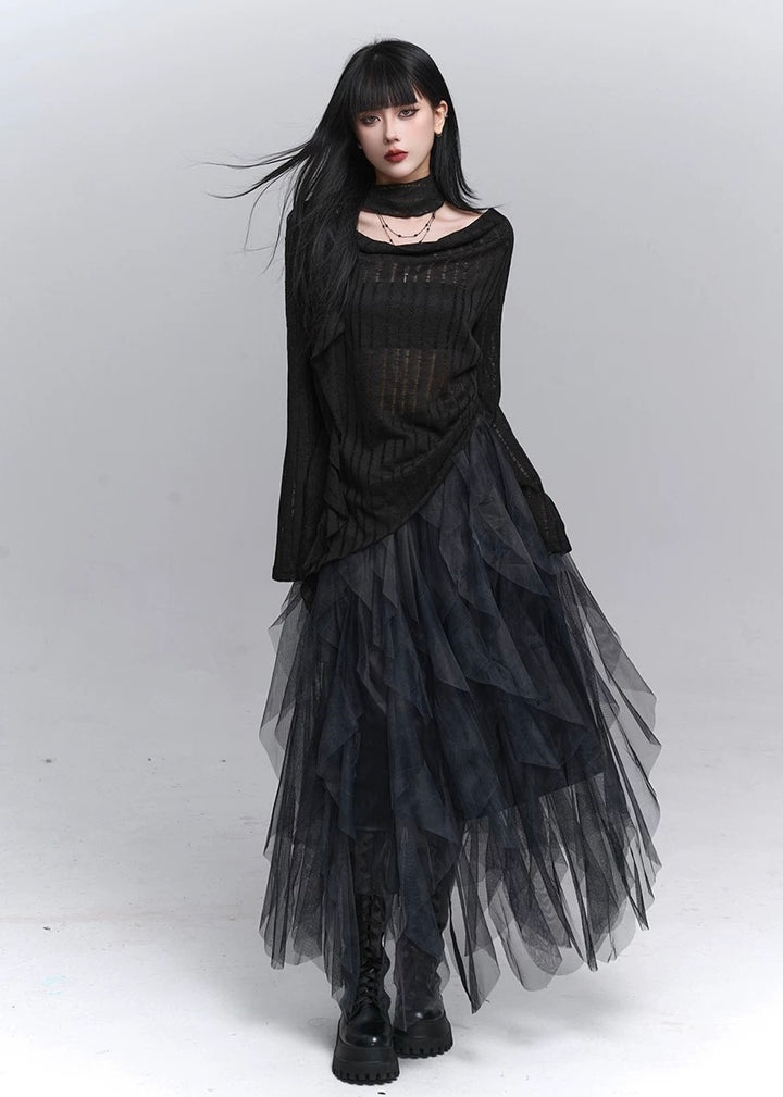 Shadow Veil Knit Top / lg1350_e4r