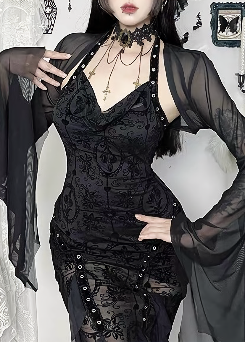 GOTHIC EYELET LACE LONG DRESS / LG1679