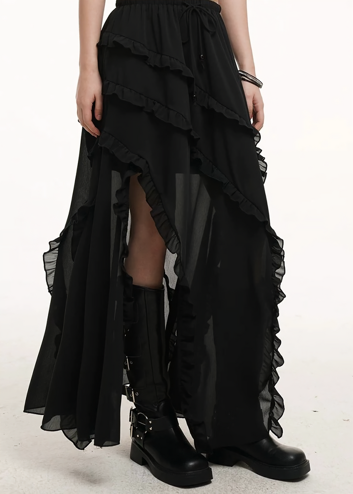Halter neck suspender top &amp;amp; irregular hem long skirt / lg1264 
