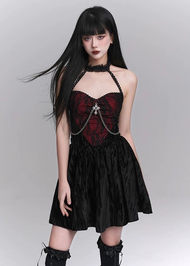 gothic frill velvet dress / LG1217