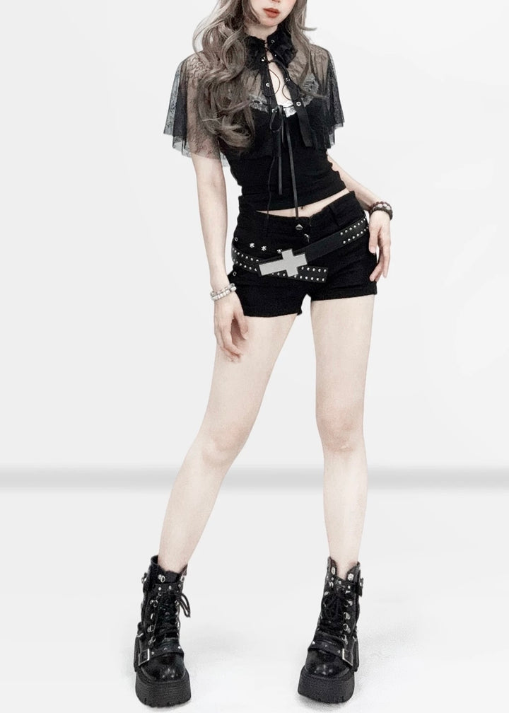 BLACK GOTHIC SHORT PANTS / LG1608